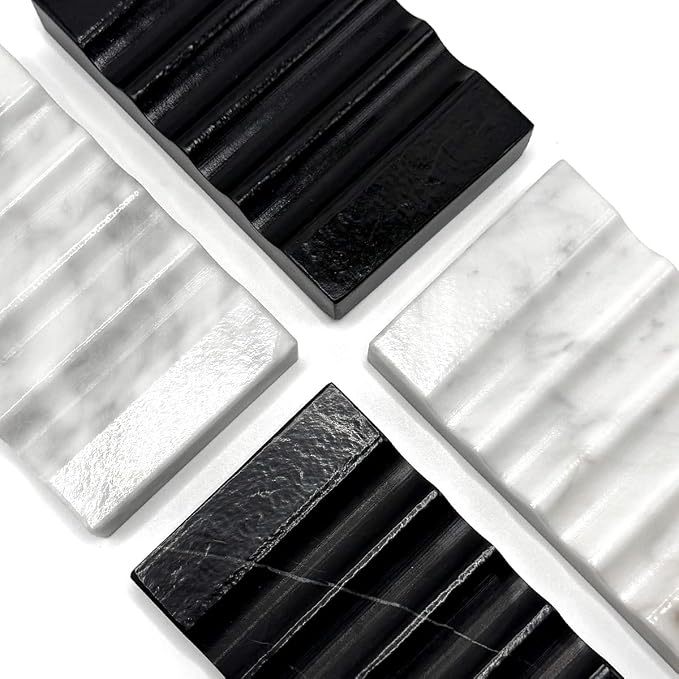Real Matte Black Marble Soap Dish - Image 4