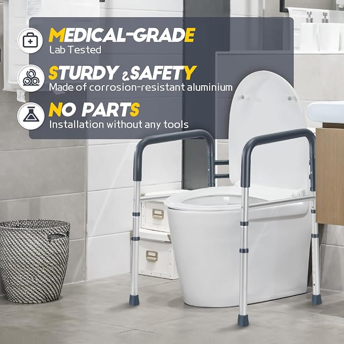 Toilet Safety Rails, Folding & Portable Bathroom Toilet Handles - Image 5