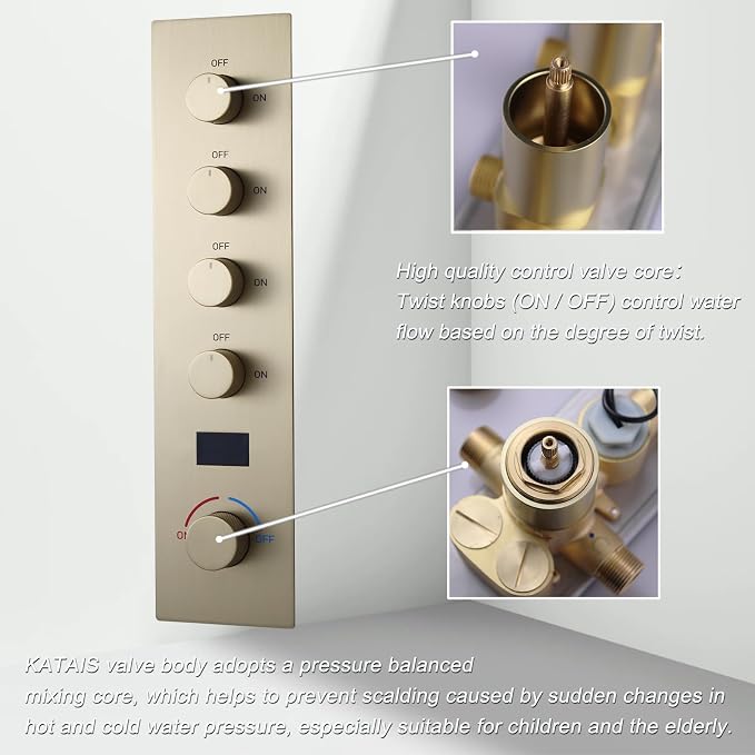 Brushed Gold Digital Display Shower System - Image 5