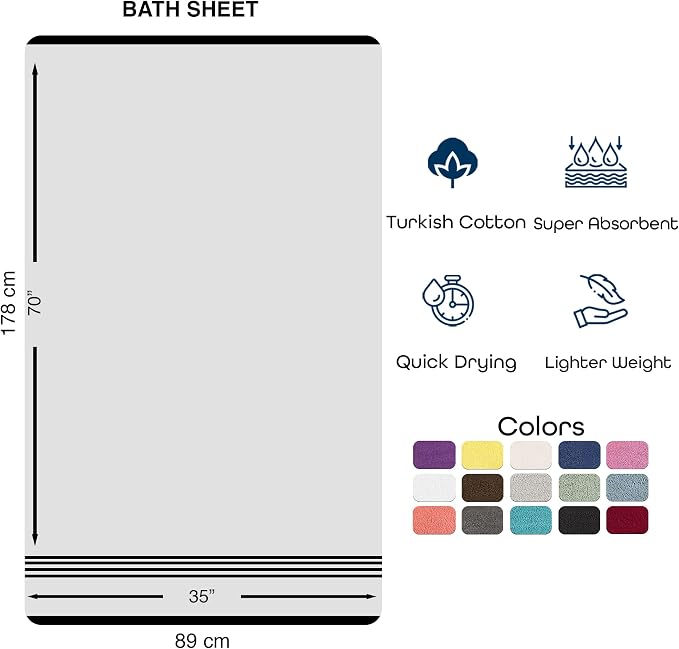 Hawmam Linen Jumbo Large Bath Sheets Towels 2 Pack Soft and Absorbent - Image 8