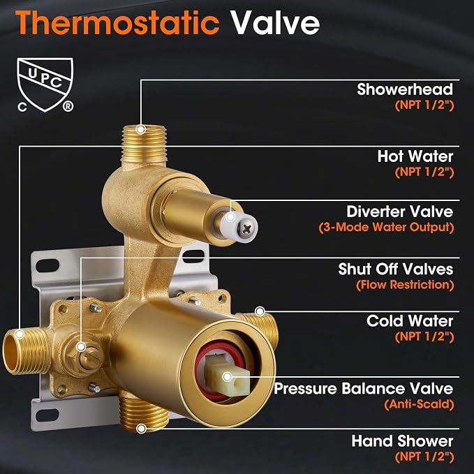 Antique Rainfall Shower System Bathroom Luxury Rain Mixer Shower Faucet Set - Image 3