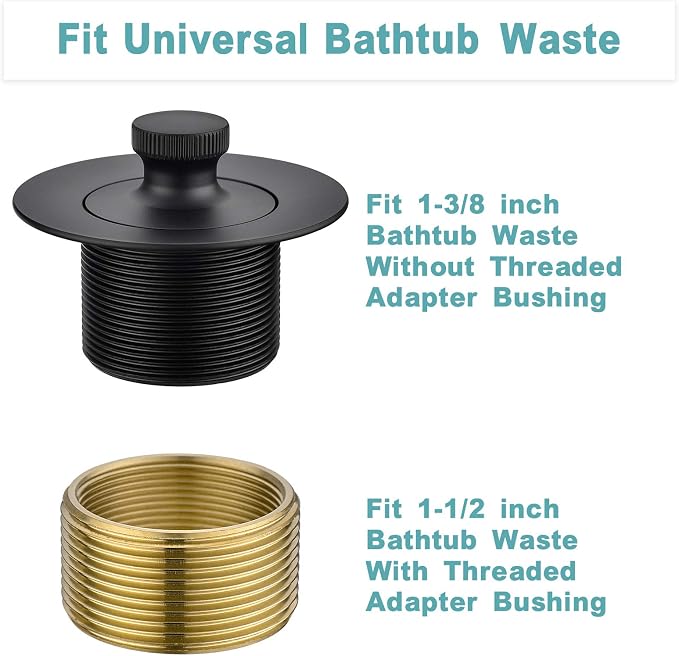 BESTILL Bathtub Drain Kit and Overflow Faceplate, Matte Black - Image 7