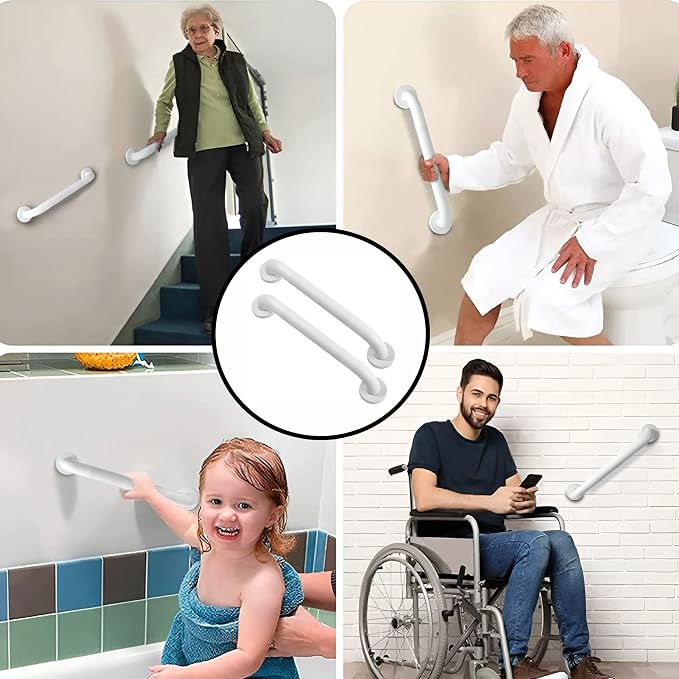 Shower Grab Bar, 2 Pack 24 Inch White Bathroom Grab Bar, 1.25" Diameter 304 - Image 6