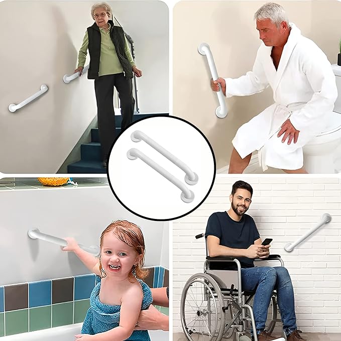Shower Grab Bar, 2 Pack 12 Inch White Bathroom Grab Bar, 1.25" Diameter 304 - Image 6