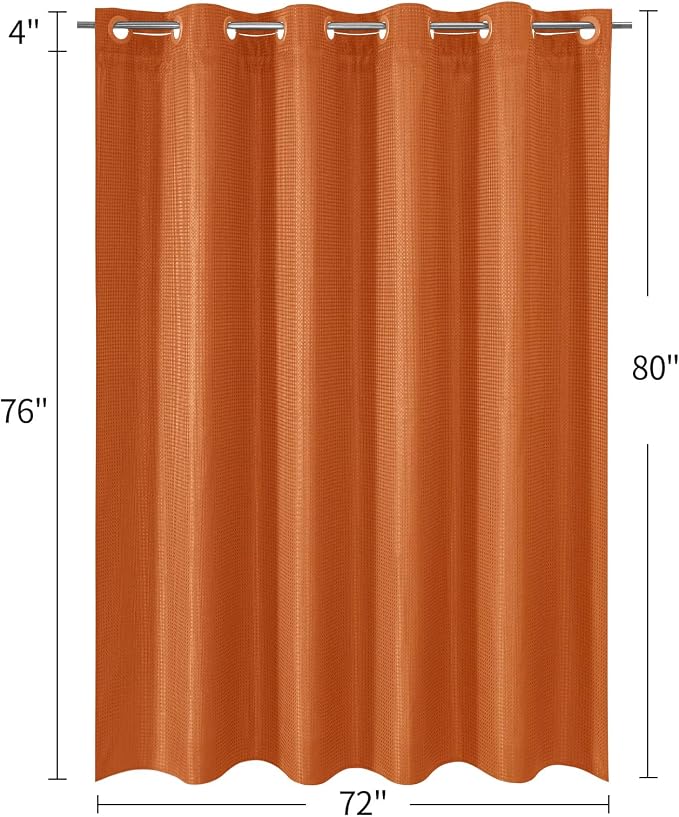 MitoVilla Orange Long Shower Curtain Liner Set 72 x 80, No Hooks Needed 80 inch - Image 7