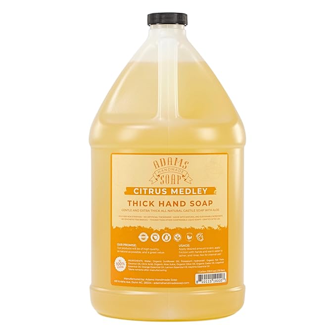 Adams Handmade Soap Thick Organic Castile Liquid Hand Soap 1 Gallon Refill by AdamsHandmadeSoap