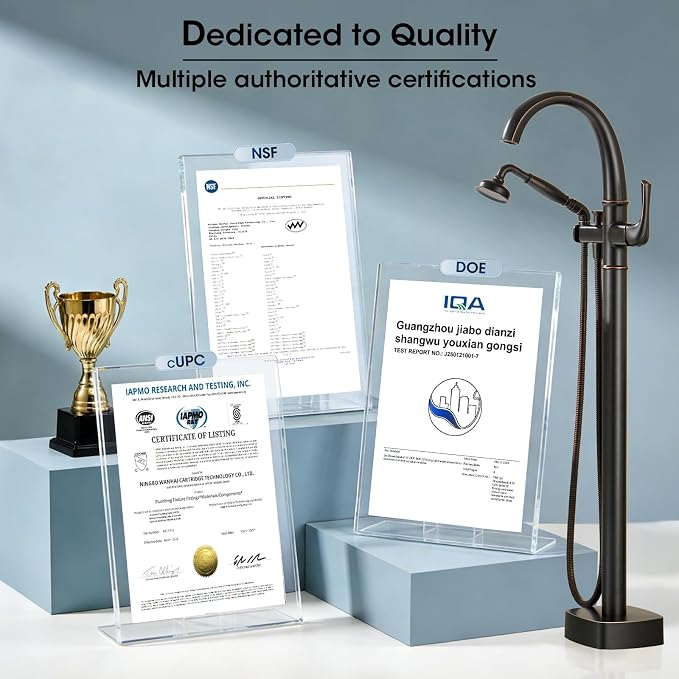 Free Standing Tub Faucet, Jabbol Premium Brass Luxury Freestanding Bathtub - Image 7
