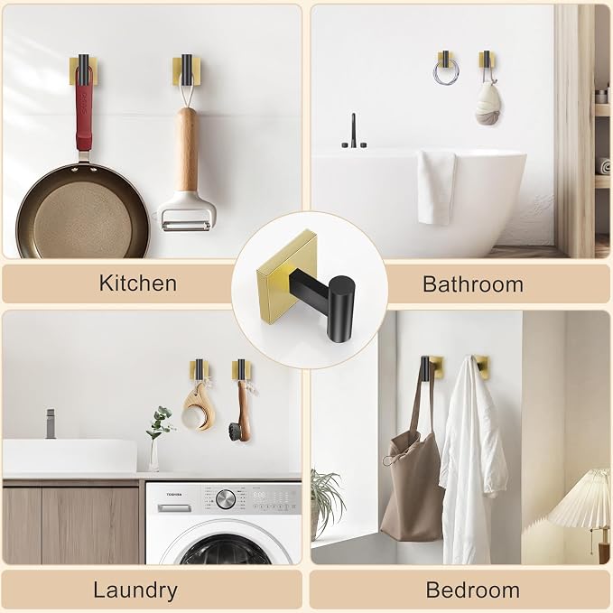 5-Piece Black Gold Bathroom Hardware Set, SUS304 Stainless Steel Bathroom - Image 5