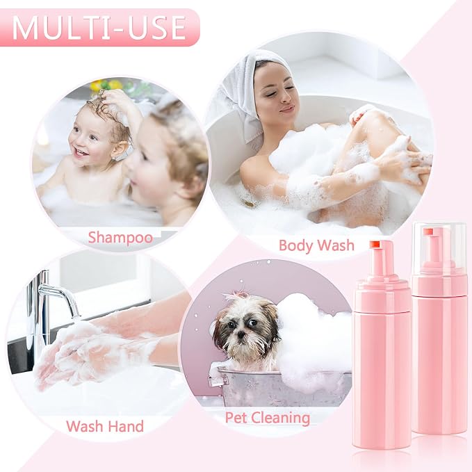 Foam Pump Bottle 5.1oz/150ml Pink Empty Foam Bottle Pump, Travel Foam Bottle - Image 8