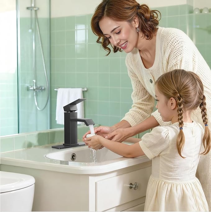 Single Handle Bathroom Faucets, HURRAN Matte Black Bathroom Sink Faucet - Image 7