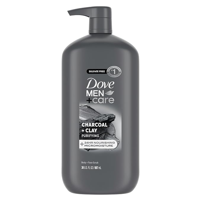 DOVE MEN + CARE Body and Face Scrub Charcoal + Clay Body Wash by DoveMenCare