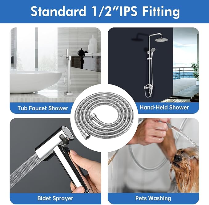 RUMOSE 79 inches Shower Hose Extra Long Stainless Steel Shower Tube Attachment - Image 7