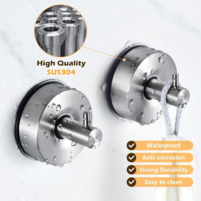 YOHOM Suction Cup Hooks for Shower Wall Bathrooms Towels Hook for Glass Door - Image 3