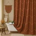 Long Orange Boho Shower Curtain 78 inch Shower Curtain, Tufted Chevron Striped by TURKIO
