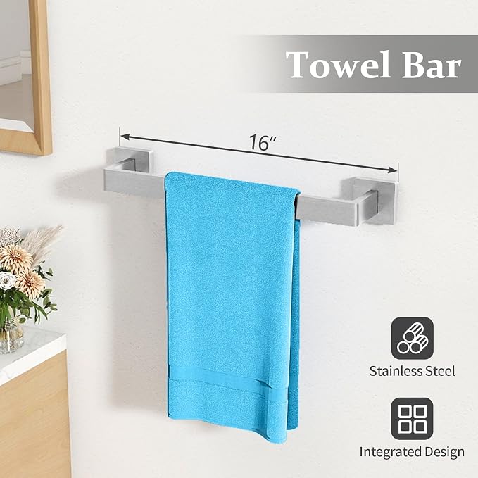 Bathroom Accessories Hardware Set Brushed Nickel 5-Piece, Stainless Steel Towel - Image 2