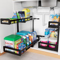 Under Sink Organizer, Metal Large Capacity 2-Tier Sliding Cabinet Storage Rack by Luosiviwi
