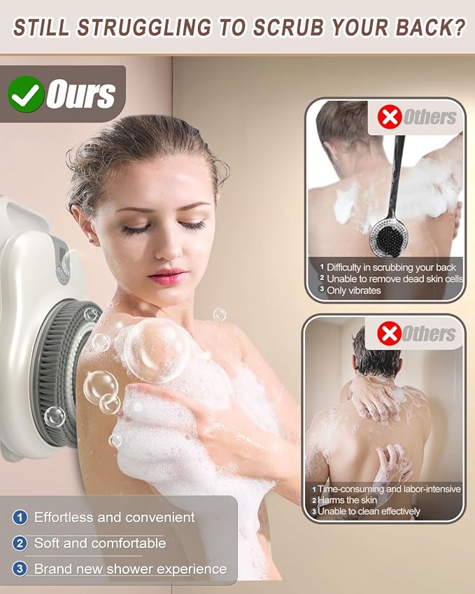 Electric Shower Brush for Body -Wall Mounted Back Scrubber for Shower – - Image 5