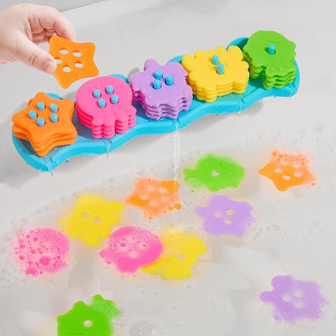 Bath Toys for Kids Ages 1-3 Mold Free Bath Toys Color and Shape Sorting & by AMCHSURI