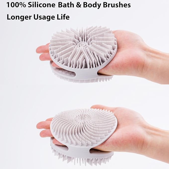 2 PC Silicone Exfoliating Body Scrubber, Silicone Body Shampoo Brush, Soft - Image 2
