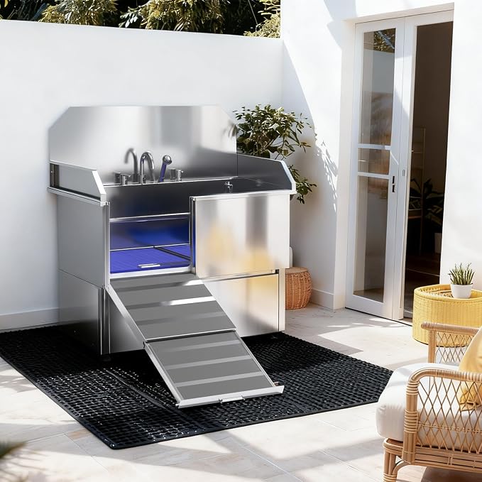 Dog Washing Station – 50 inch Professional 304 Stainless Steel Grooming Tub - Image 7