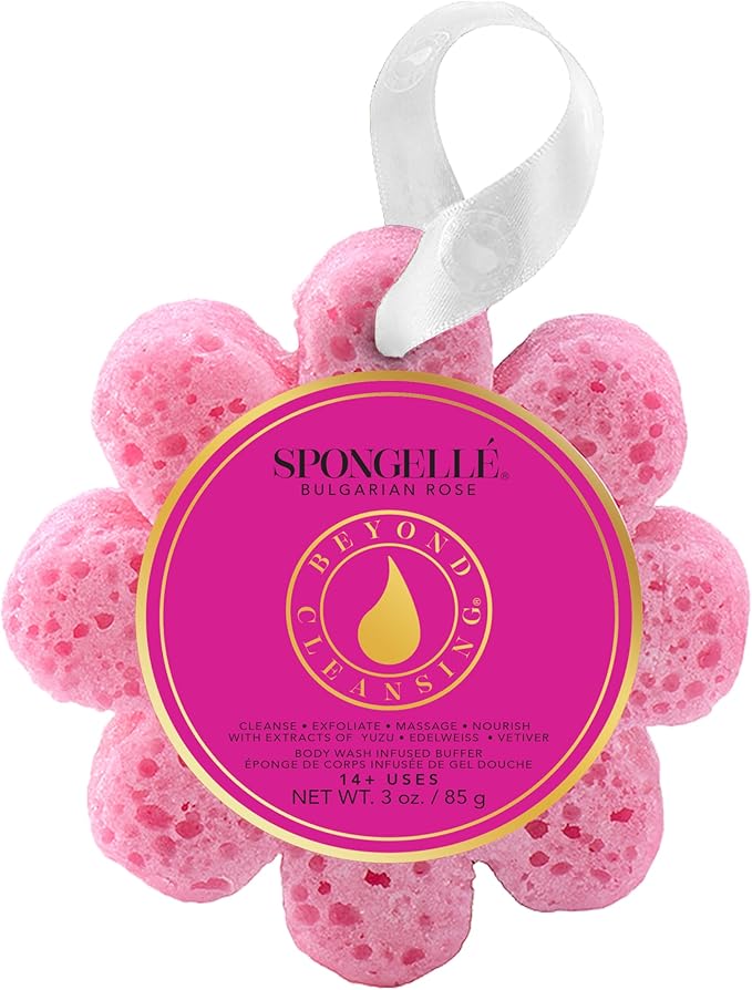 Spongelle Bulgarian Rose Wild Flower Buffer Body Scrubber | Bath & Shower Loofah by Spongell%C3%A9