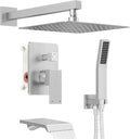 Shower System with Tub Spout, All Metal Tub Shower Faucet Set with 10'' Rain by HOMGOO