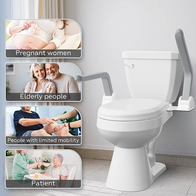 Toilet Safety Rails for Seniors, 500lb Heavy-Duty Toilet Safety Frame, 60° - Image 7