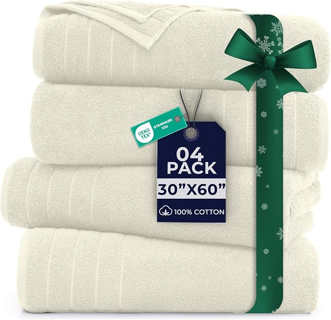DAN River Extra Large Bath Towels Set of 4, 30 x 60 Inches by DanRiver