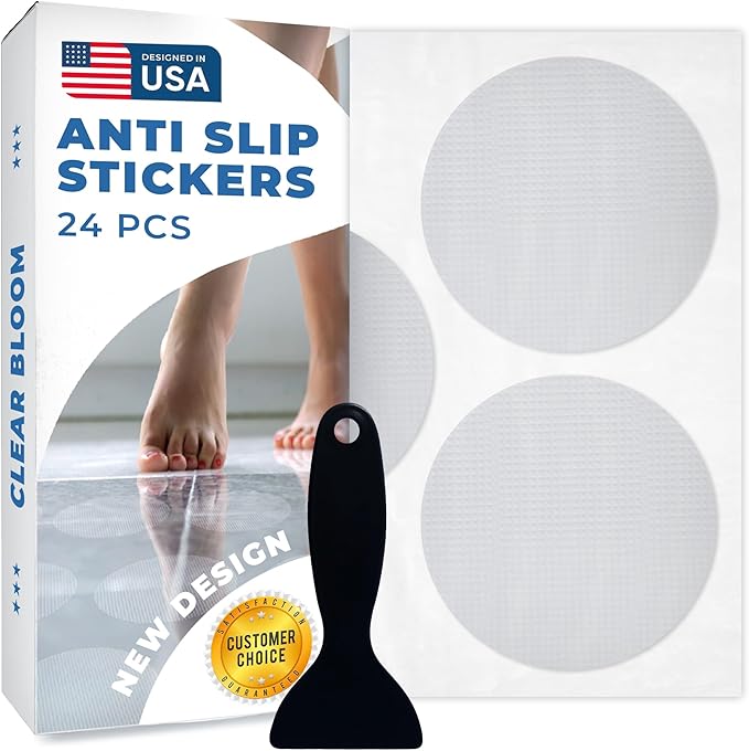 Anti Slip Shower Stickers 24 PCS, Invisible Non-Slip Shower Strips by ClearBloom