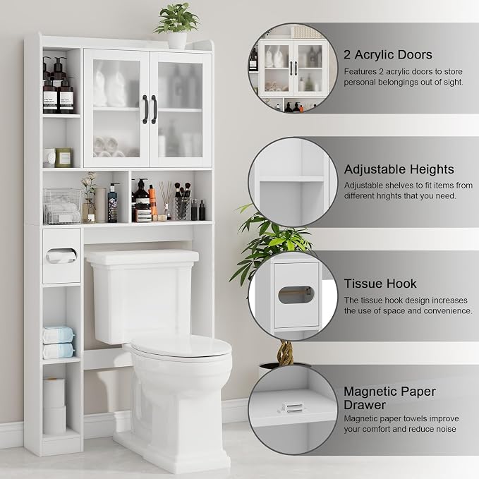 Vabches Over The Toilet Storage Cabinet, Farmhouse Storage Cabinet Over Toilet - Image 3