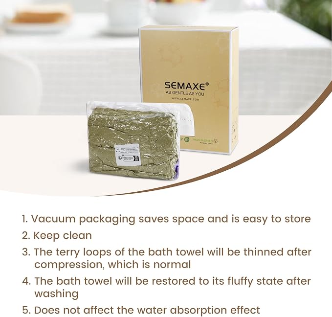 SEMAXE White Bath Towels Set of 4, 100% Cotton Luxury Bathroom Towels, and - Image 5