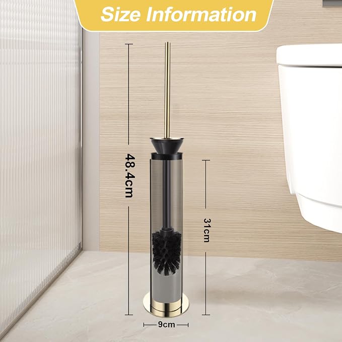 BGL Toilet Brush and Holder Set, Heavy Duty 304 Stainless Steel, Round Base and - Image 5