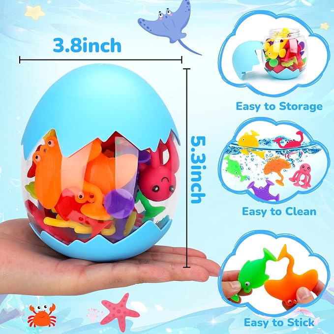 Toddler Suction Cup Bath Toys, Ocean Animal Bath Toys - Image 6