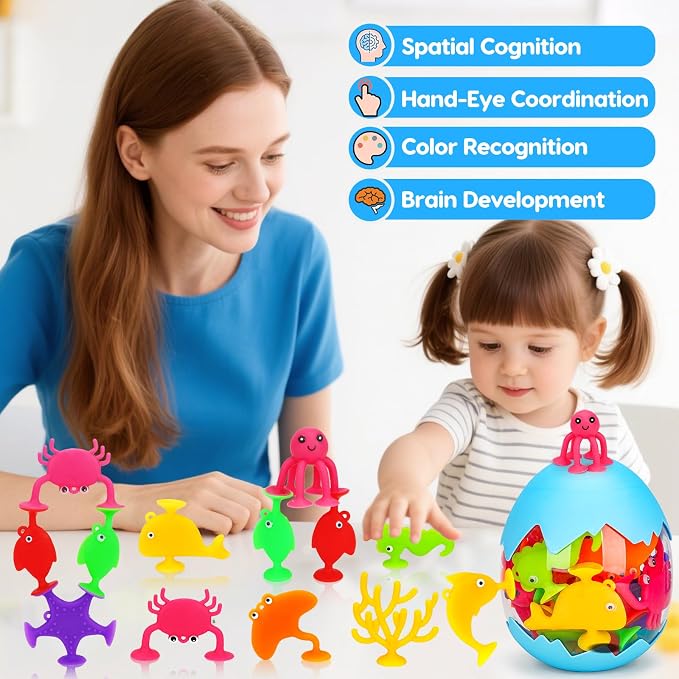 Toddler Suction Cup Bath Toys, Ocean Animal Bath Toys - Image 7