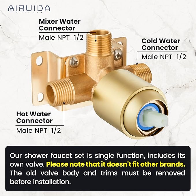 Airuida Shower Faucet Set Bathroom Rain Shower System SUS304 Stainless Steel - Image 2