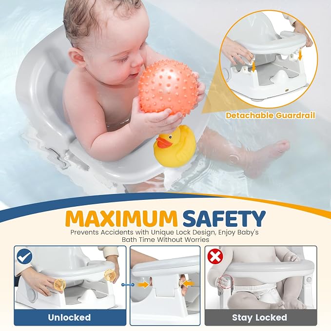 Orzbow Baby Bath Seat for Babies Sitting Up, Bath Seats for Babies 6-12-24 - Image 4