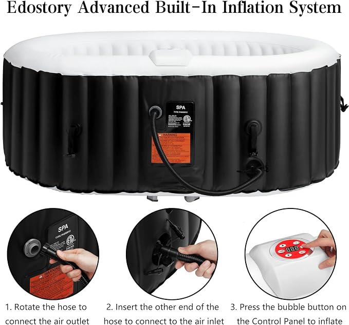 Edostory Hot Tub Inflatable Portable Oval Spa 2 Person Hot Tub - Image 2