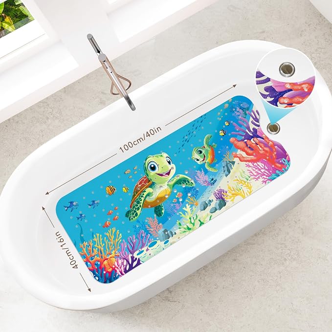 SHUCHING Baby Bath Mat for Tub Non Slip-40 X 16 Inch, Extra Long Kids Bathtub - Image 2