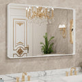LOAAO 40x36 Inch White Metal Framed Bathroom Mirror by LOAAO