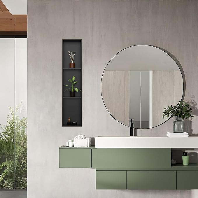 Homevacious 8" X 36" Stainless Steel Shower Niche No Tile Needed Matte Black 3 - Image 2