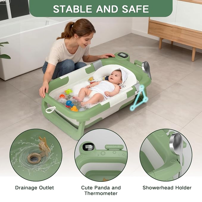 Collapsible Baby Bathtub for Newborn to Toddler, Portable Baby Bath Tub for - Image 4