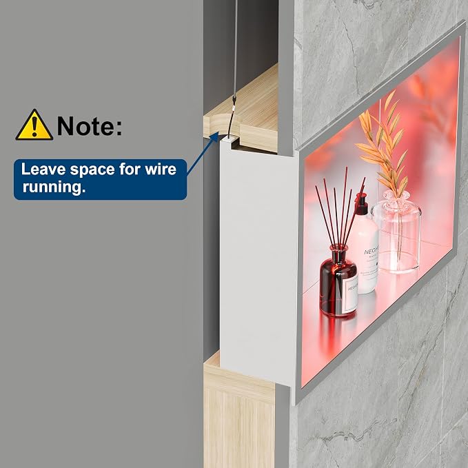 18X12 RGB Shower Niche, Brushed Nickel Stainless Steel LED Wall Niche, No Tile - Image 7