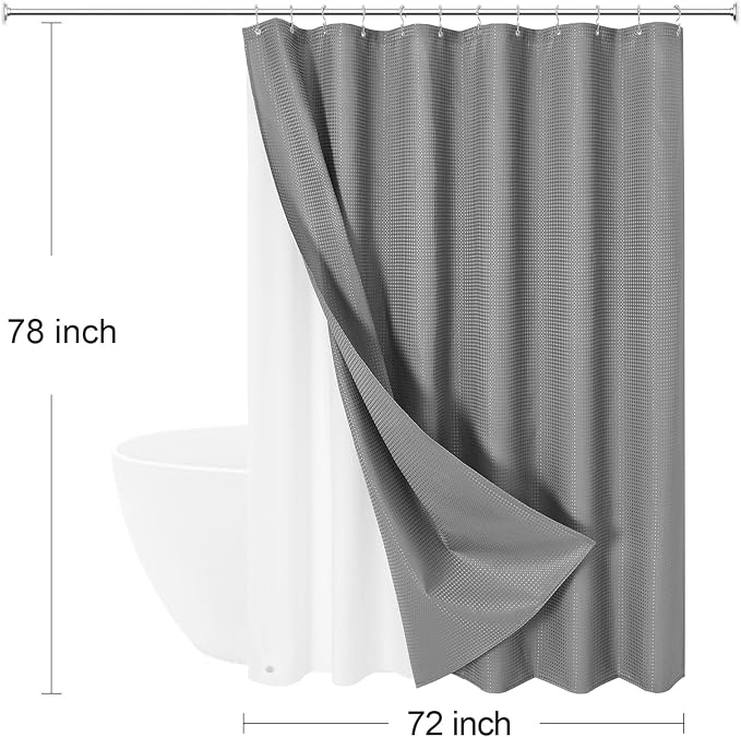 3 in 1 Long Shower Curtain Set-72 W x 78 H, Waterproof Fabric - Image 8