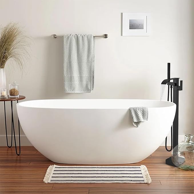RUMOSE Tub Filler Freestanding Bathtub Faucet Matte Black Floor Mount Tub - Image 3
