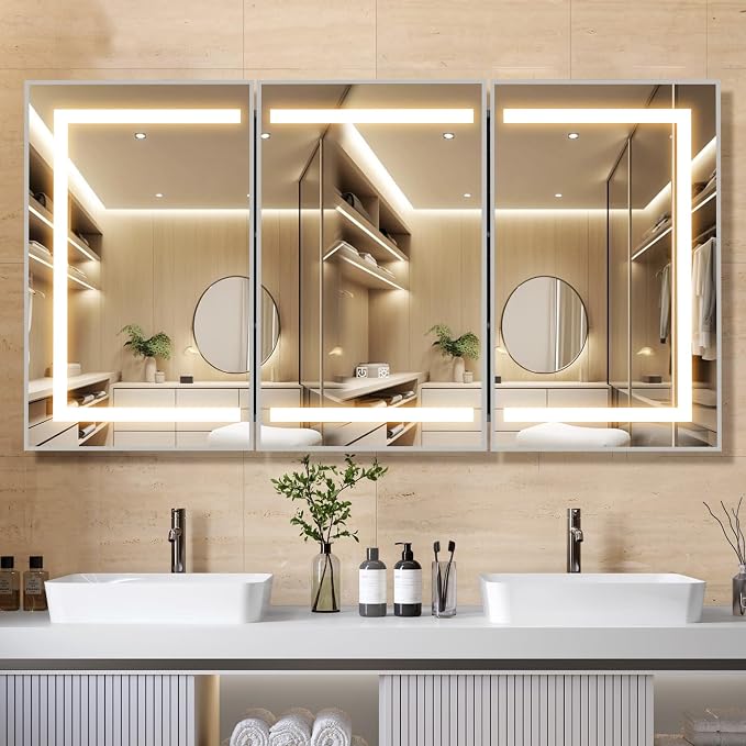 APRILSOUL 60X32 Inch Silver Bathroom Medicine Cabinet by Unknown