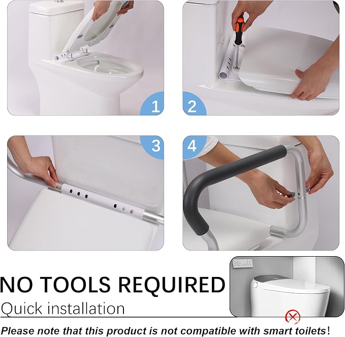 Toilet Safety Rail for Seniors, Toilet Grab Bars for Seniors and Disabled - Image 6