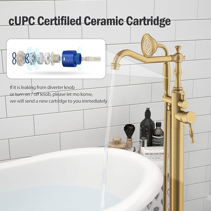 Hoimpro Free Standing Tub Faucet Freestanding Tub Filler Bathtub Faucet Stand - Image 5