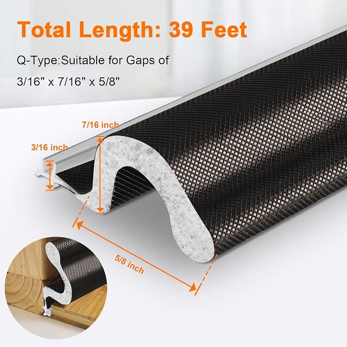 Storystore Door Weather Stripping 39 FT, Foam Kerf Weather Stripping Door Seal - Image 3