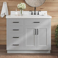 ARIEL Hepburn 43 Inch Single Sink Bathroom Vanity in Gray, 1.5 Edge Quartz Top by Ariel