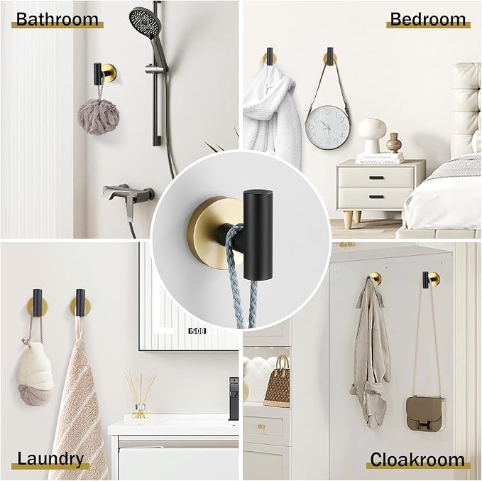 Black and Gold Towel Bar Set 10 Pieces Bathroom Hardware Accessories Set - Image 5